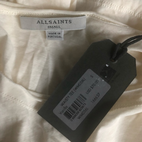 All Saints Waisty Blouse Cream Flowy Top Knit Small - Picture 7 of 7